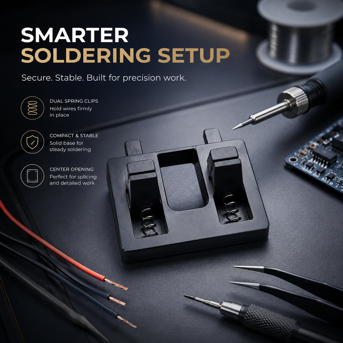 Elexa Soldering Clamp | Durable Plastic Body, Precision Wire Holder 4