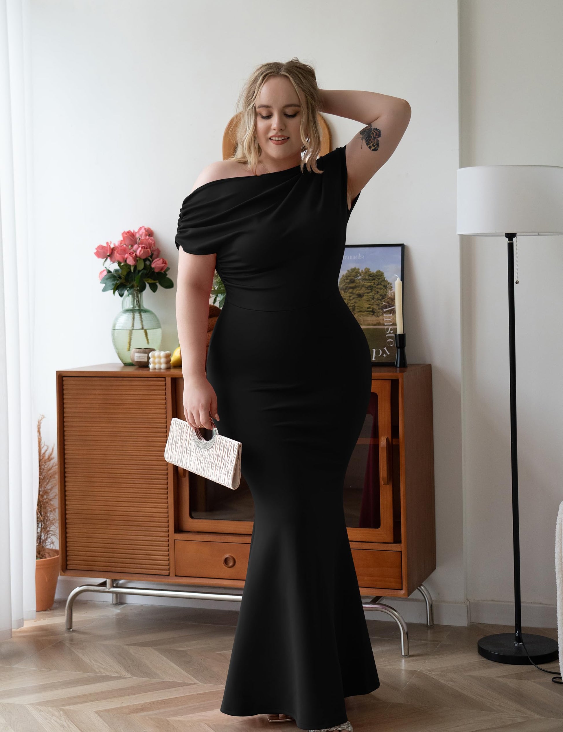 Elysia Evening Dress | Off-Shoulder Bodycon Fit, Formal Wedding Guest Gown 3