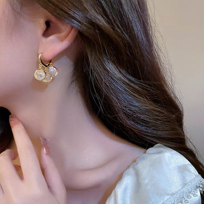 Elysia Gold Drop Earrings | Cat Eye Design with Opal Stones, Lightweight Dangle Earrings for Women 0