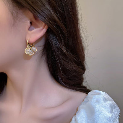 Elysia Gold Drop Earrings | Cat Eye Design with Opal Stones, Lightweight Dangle Earrings for Women 1