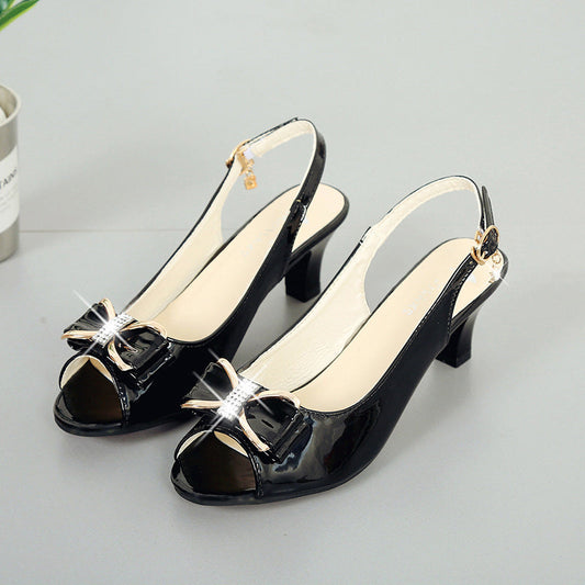 Elysia Slingback Sandals | Elegant Bow Decoration, Comfortable Mid-Heel 0