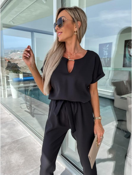 Elysia White Jumpsuit | V-Neckline, Elegant Fit for Women 4