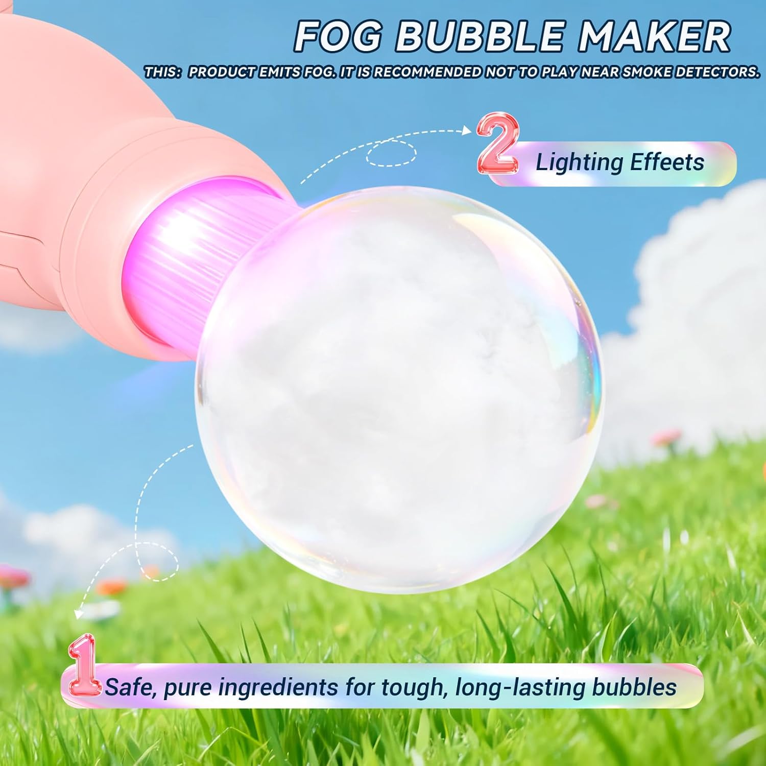 Elysian Bubble Wand | Fog-Filled Bubbles with Lights and Music 5