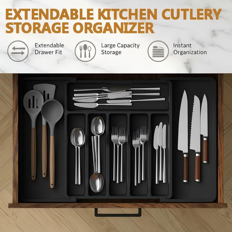 Elysian Cutlery Organizer | Extendable Design, Multi-Compartment 1