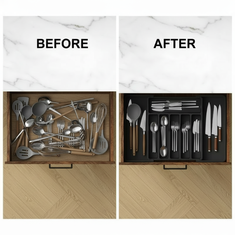 Elysian Cutlery Organizer | Extendable Design, Multi-Compartment 2