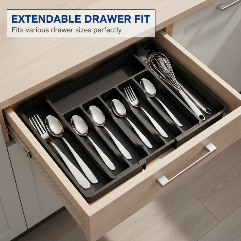 Elysian Cutlery Organizer | Extendable Design, Multi-Compartment 3