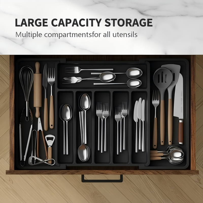Elysian Cutlery Organizer | Extendable Design, Multi-Compartment 4