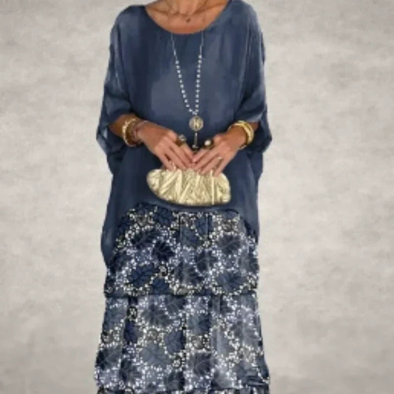Elysian Floral Dress | Elegant Round Neck, Layered Design 3