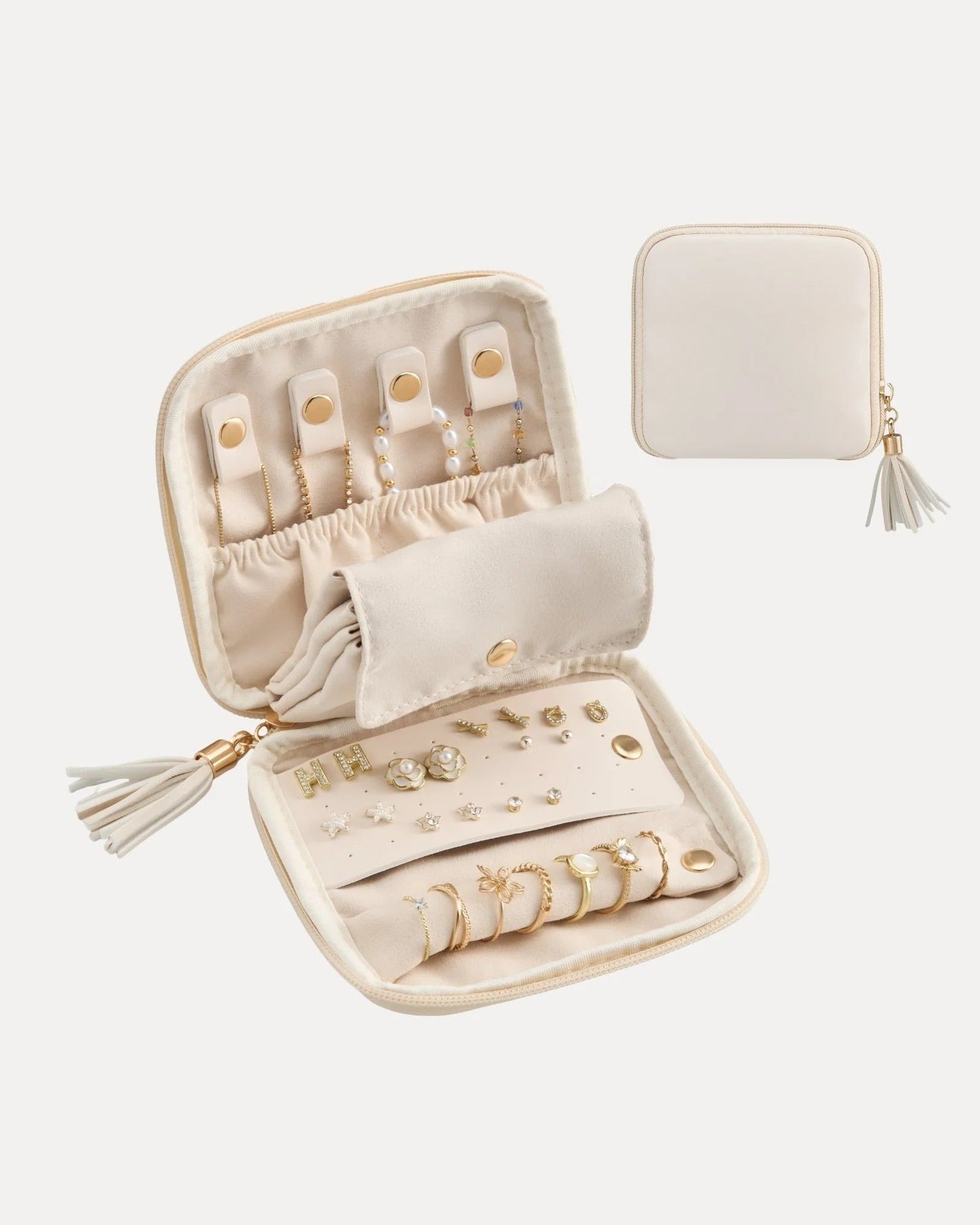 Elysian Travel Jewelry Pouch | Detachable Compartments, Velvet Lining 3