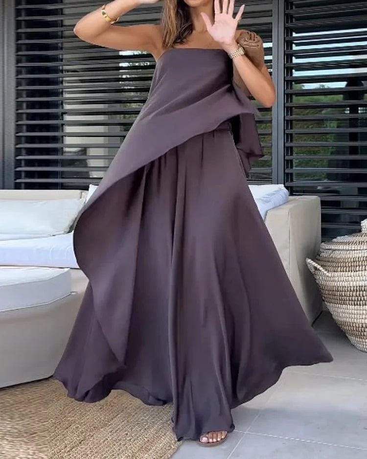 Elysian Two Piece Set | Chic Sleeveless Bandeau Top and Flowing Maxi Skirt 2