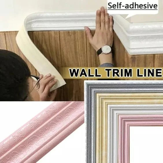 Tira de Bordes para Pared Elysian | Espuma de PE Autoadhesiva, Diseño en Relieve 3D