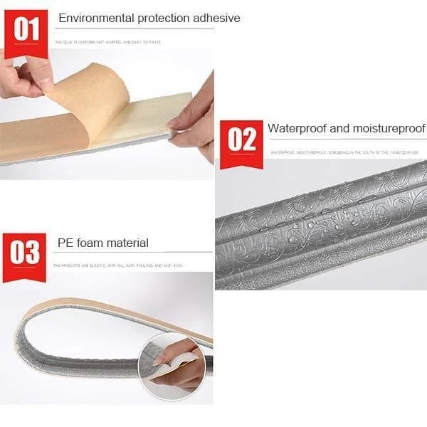 Elysian Wall Edging Strip | Self-Adhesive PE Foam, 3D Embossed Design 6