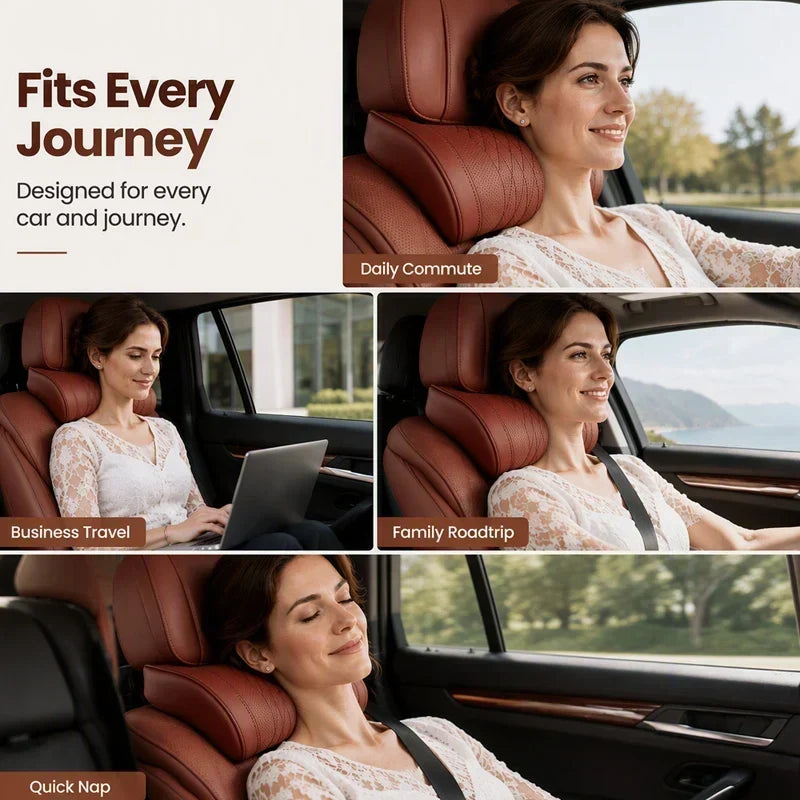 Evara Car Support Set | Ergonomic Memory Foam Lumbar Cushion and Headrest 3