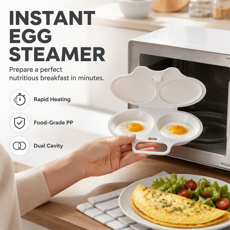 Evo Microwave Egg Poacher | Dual-Cavity, Food-Grade PP, Oil-Free Cooking 1