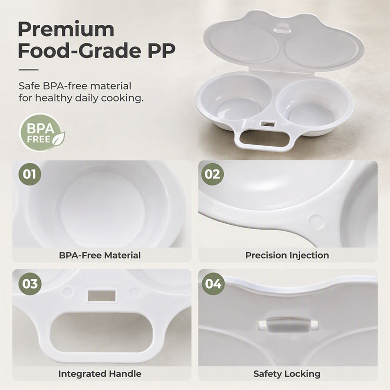 Evo Microwave Egg Poacher | Dual-Cavity, Food-Grade PP, Oil-Free Cooking 5