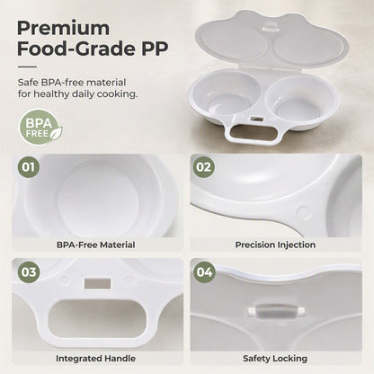 Evo Microwave Egg Poacher | Dual-Cavity, Food-Grade PP, Oil-Free Cooking 5