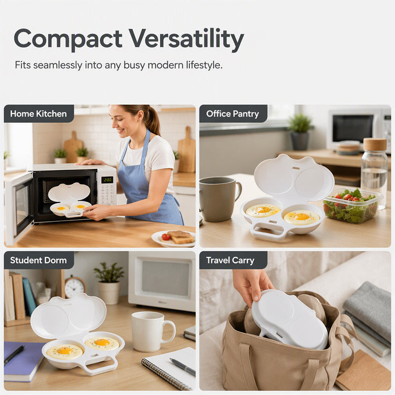 Evo Microwave Egg Poacher | Dual-Cavity, Food-Grade PP, Oil-Free Cooking 7