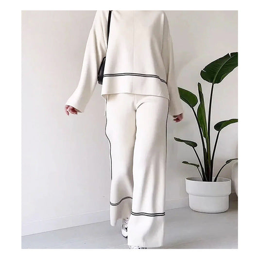 Fina Knitted Sweater Set | Stylish Wide-Leg Design 0