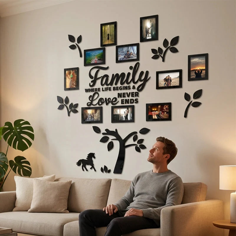 Fiora Family Tree Wall Art | 3D Acrylic Design with Integrated Photo Frames 2