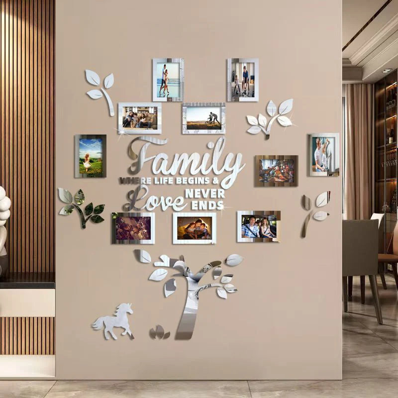 Fiora Family Tree Wall Art | 3D Acrylic Design with Integrated Photo Frames 3