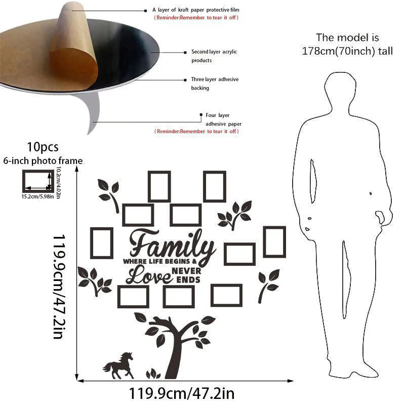 Fiora Family Tree Wall Art | 3D Acrylic Design with Integrated Photo Frames 7