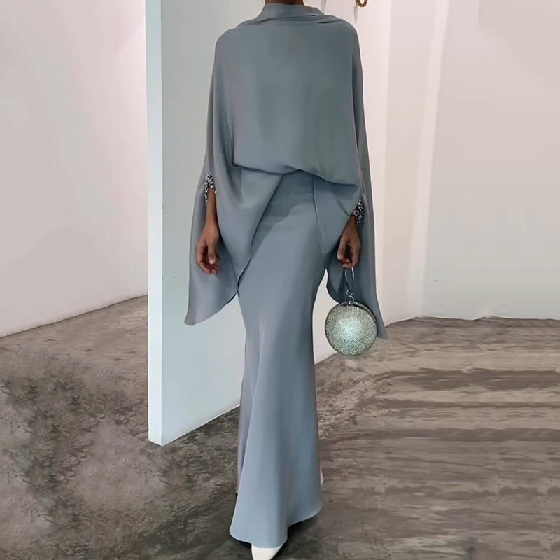Fiora Two Piece Set | Irregular Top and Mid-Length Skirt, Comfortable Polyester Matching Set for Women 1