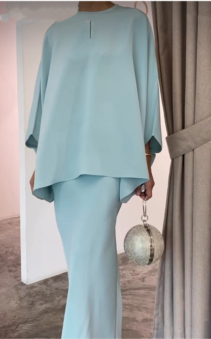 Fiora Two Piece Set | Irregular Top and Mid-Length Skirt, Comfortable Polyester Matching Set for Women 8