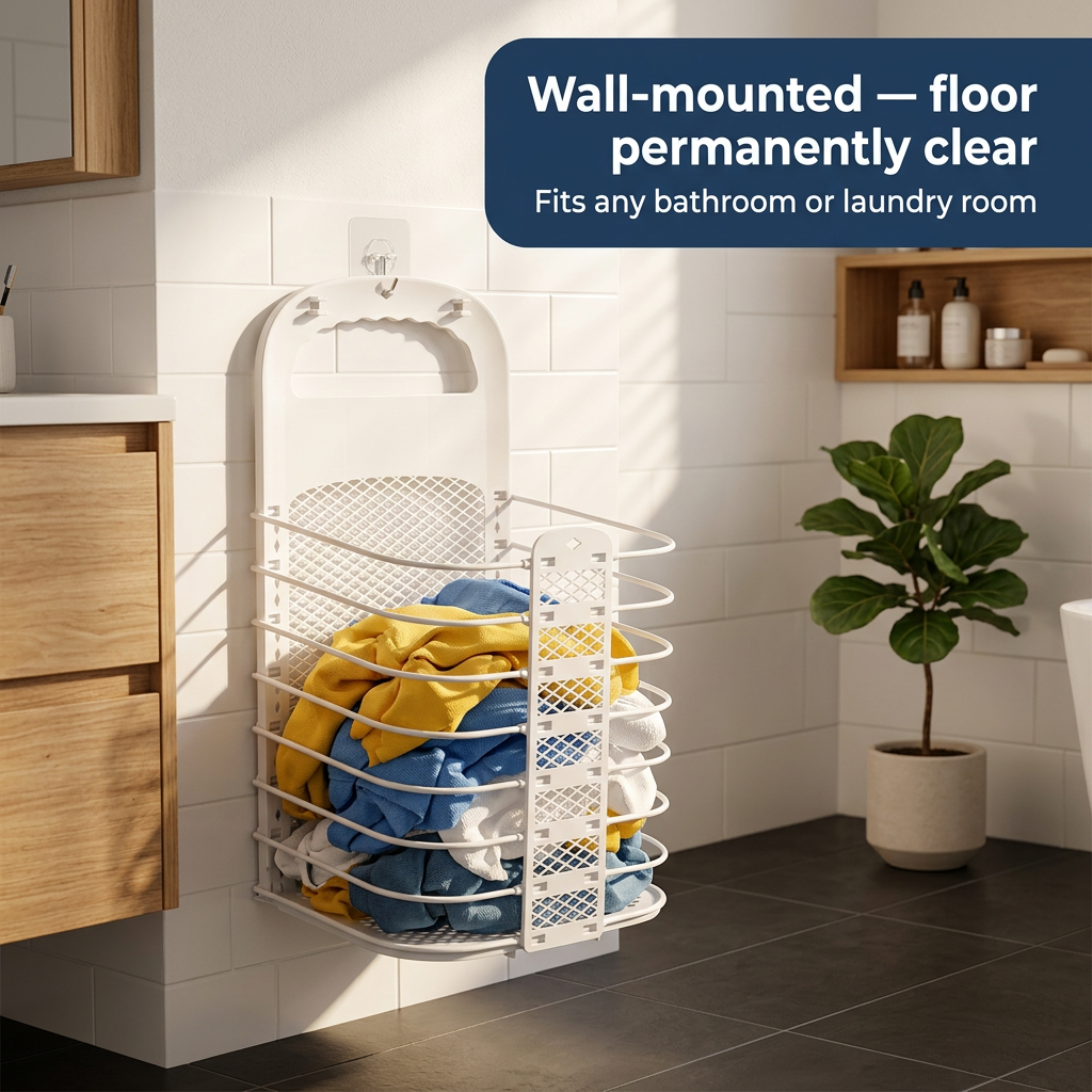 Flectra Laundry Basket | Foldable, Wall-Mounted Space Saver 2