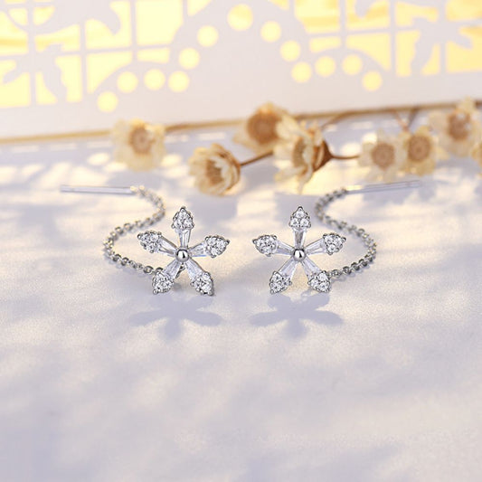 Fleur Diamond Earrings for Women | Dainty Floral Design, Gold-Plated 0