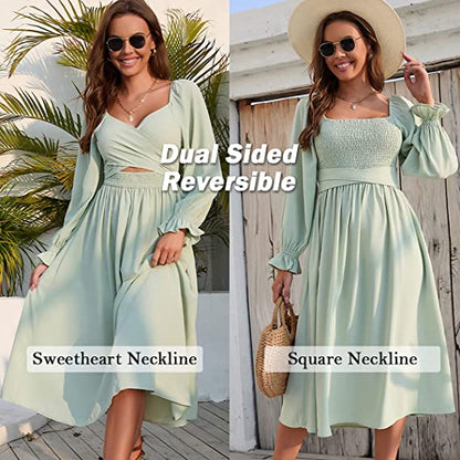 Fleur Multi-Wear Dress | Reversible, Cotton, Lantern Sleeves, Perfect for Summer and Cocktail Events 1