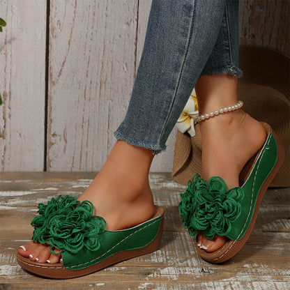 Fleur Wedge Sandals | Floral Appliqué, Slip-On Design 8