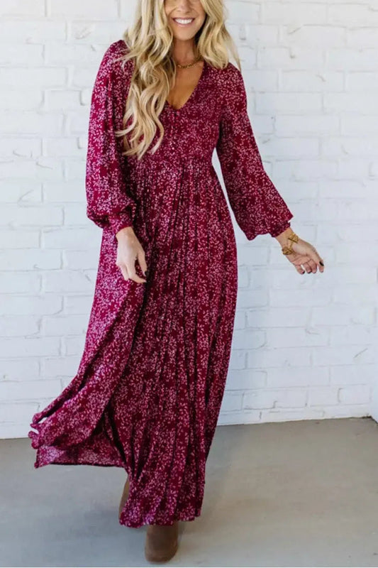 Flora Maxi Dress | Floral Rayon, Smocked Waist, Long Sleeves 0