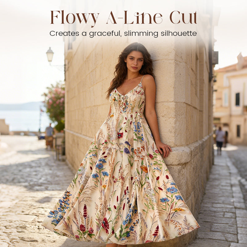 Flora Plus Size Dress | Lightweight Polyester, A-Line Floral Midi 2