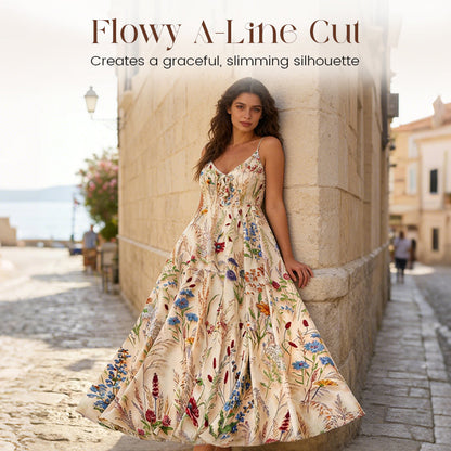 Flora Plus Size Dress | Lightweight Polyester, A-Line Floral Midi 2