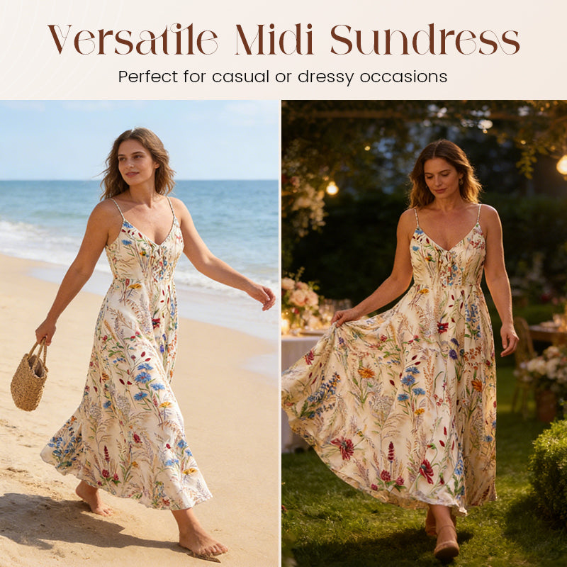 Flora Plus Size Dress | Lightweight Polyester, A-Line Floral Midi 3