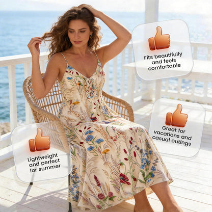 Flora Plus Size Dress | Lightweight Polyester, A-Line Floral Midi 6