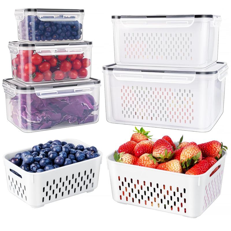 FreshBox Madopbevaringsbeholder | Lufttæt, BPA-fri med Aftagelig Dørslag