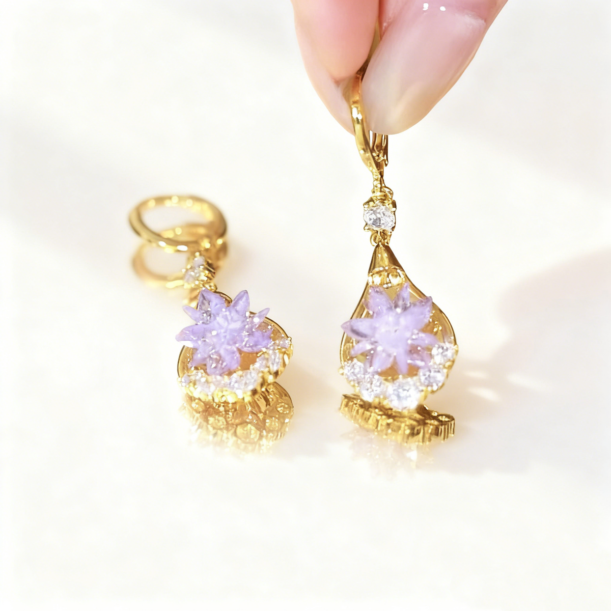 Frosty Floral Earrings | 18K Gold Plated, Cubic Zirconia for Women