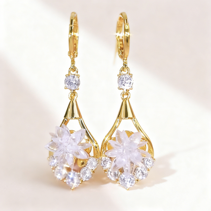 Frosty Floral Earrings | 18K Gold Plated, Cubic Zirconia for Women 1