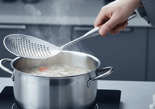 FryMaster Skimmer | Wooden Handle, Stainless Steel 4