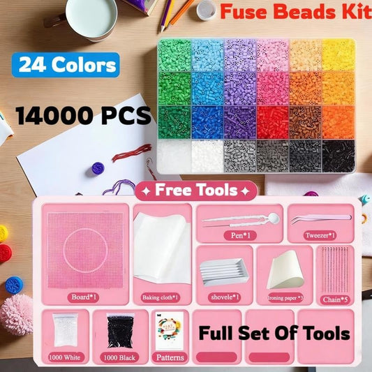 Fuzzy Bead Art Kit | 28,000 Mini Fuse Beads in 24 or 48 Colors 0
