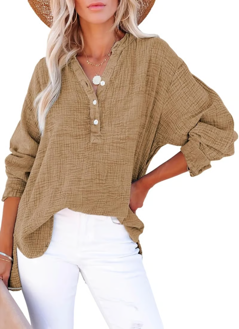 Gala Knopfleistenbluse | Leichte Gaze, Oversize-Passform