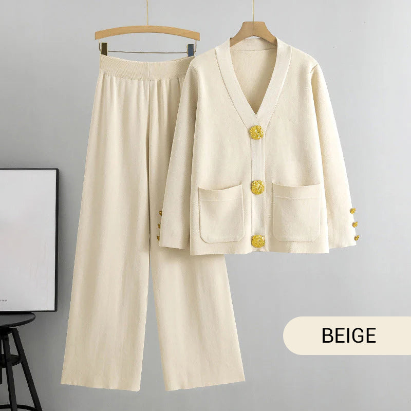 Gala Wide Leg Pant Suit | Soft Fabric, V-Neck Design