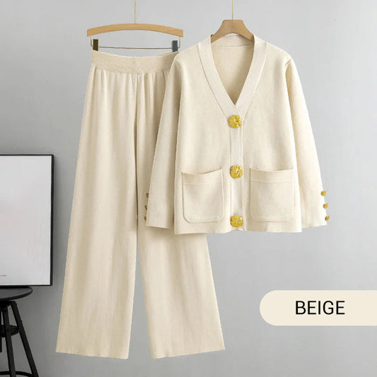 Gala Wide Leg Pant Suit | Soft Fabric, V-Neck Design 0