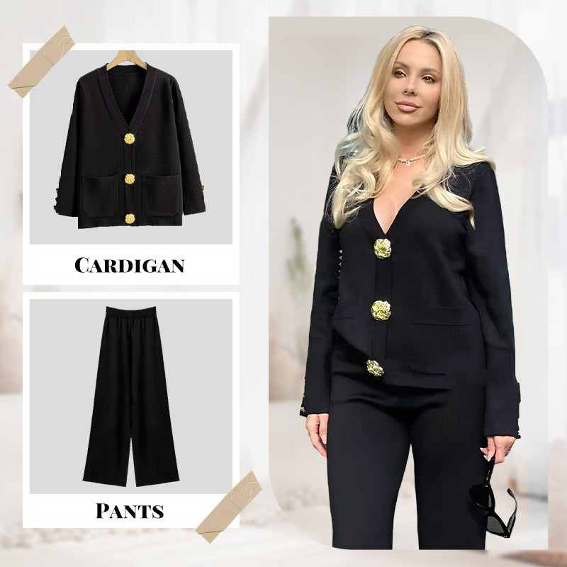 Gala Wide Leg Pant Suit | Soft Fabric, V-Neck Design 2
