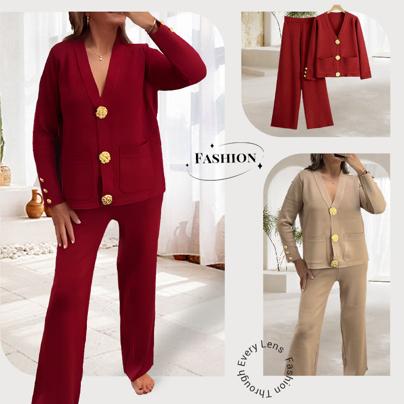 Gala Wide Leg Pant Suit | Soft Fabric, V-Neck Design 4