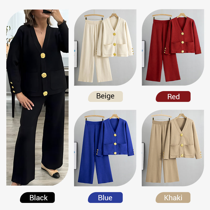 Gala Wide Leg Pant Suit | Soft Fabric, V-Neck Design 7