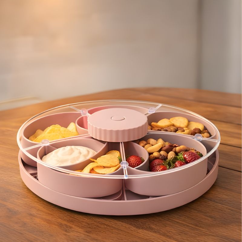 Garnet Snack Tray | Rotating 5-Compartment Design, Food-Safe Plastic 7