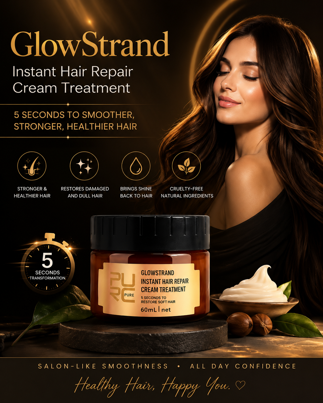 GleamWave Hair Cream | Deep Nourishment, Frizz Control, Lightweight 3