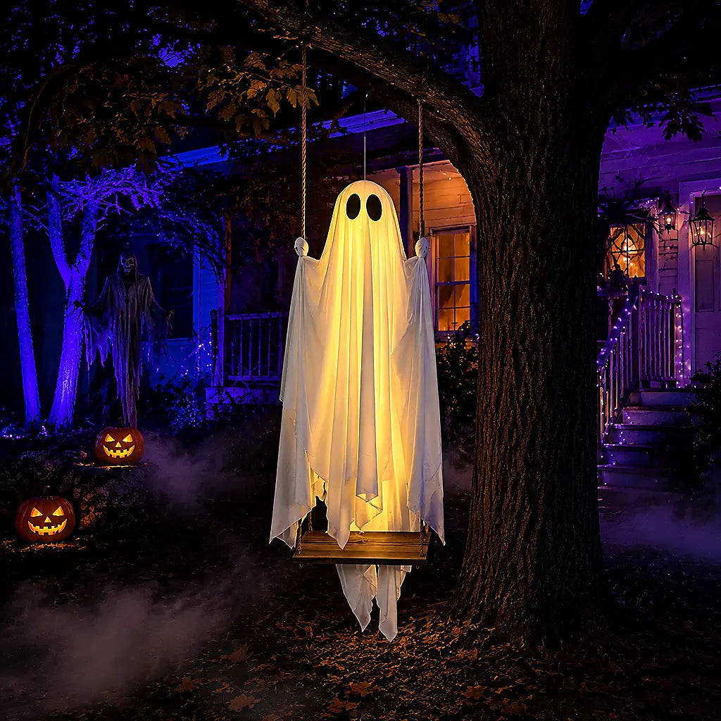 Glimmer Ghost Swing | Battery-Powered Halloween Decoration with Remote Control 4
